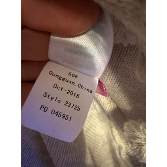 Lilly Pulitzer 100% Cotton Gray Sweater Shawl Poncho One Size - Picture 11 of 13